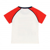 Βαμβακερό μπλουζάκι με κόκκινα μανίκια, λευκό Boboli 219108 2