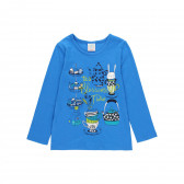 Βαμβακερή μπλούζα με μακριά μανίκια και κολάν, μπλε Boboli 219170 3