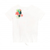 Βαμβακερή μπλούζα με κοντά μανίκια και κόμπο στο κάτω μέρος, λευκή Boboli 219194 2