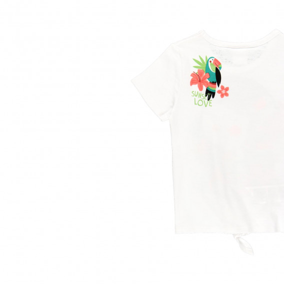 Βαμβακερή μπλούζα με κοντά μανίκια και κόμπο στο κάτω μέρος, λευκή Boboli 219197 5
