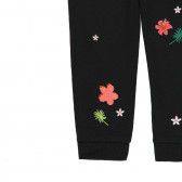 Βαμβακερό παντελόνι με floral τύπωμα, μαύρο Boboli 219204 4