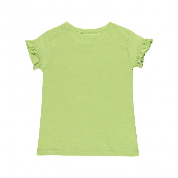 Βαμβακερό μπλουζάκι με σούφρες στο τέλος των μανικιών, πράσινο Boboli 219424 2
