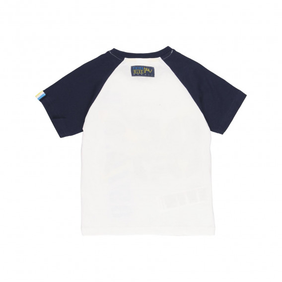 Βαμβακερό μπλουζάκι με μπλε μανίκια, λευκό Boboli 219450 2