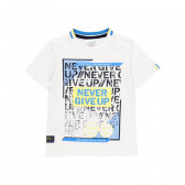 Βαμβακερό μπλουζάκι με γραφιστική εκτύπωση, σε λευκό Boboli 219465 