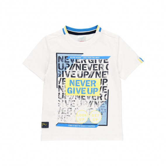 Βαμβακερό μπλουζάκι με γραφιστική εκτύπωση, σε λευκό Boboli 219465 