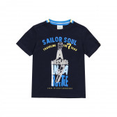 Βαμβακερό μπλουζάκι με γραφιστική εκτύπωση, σε σκούρο μπλε Boboli 219468 