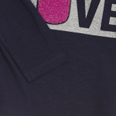 Σκούρα γκρι, βαμβακερή μπλούζα με επιγραφή Love Benetton 219876 4