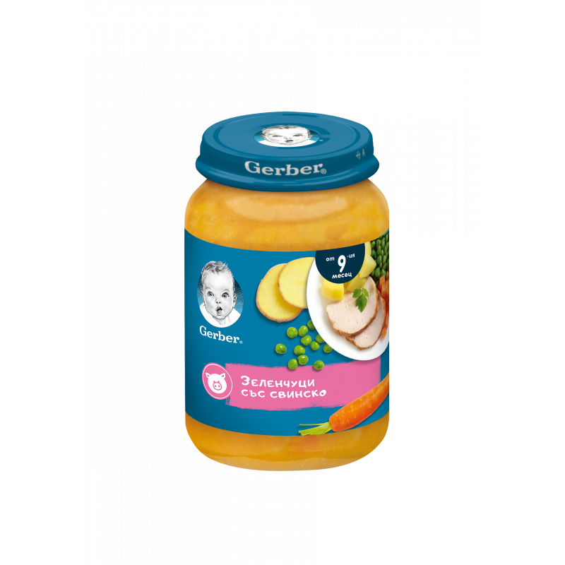 Πουρές χοιρινό με λαχανικά Nestle Gerber, 9+ μηνών, βάζο 190 γρ.  219880