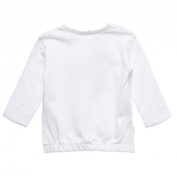 Βαμβακερή μπλούζα με τα γράμματα Live Free, λευκή Benetton 220907 4