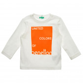 Βαμβακερή μπλούζα με τα γράμματα της επωνυμίας, λευκή Benetton 220932 