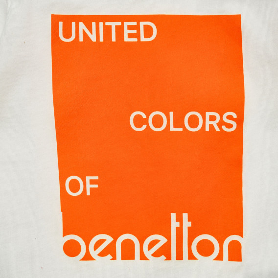 Βαμβακερή μπλούζα με τα γράμματα της επωνυμίας, λευκή Benetton 220933 2