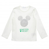 Mickey Mouse βαμβακερή μπλούζα, λευκή Benetton 220940 