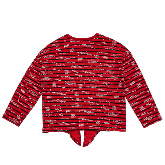 Βαμβακερή μπλούζα με κόκκινες και μαύρες ρίγες και γραφικό τύπωμα Benetton 220983 4