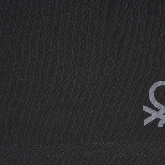 Βαμβακερή μπλούζα με μακριά μανίκια και το λογότυπο της μάρκας, μαύρη Benetton 221003 2