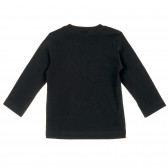 Βαμβακερή μπλούζα με μακριά μανίκια και το λογότυπο της μάρκας, μαύρη Benetton 221005 4