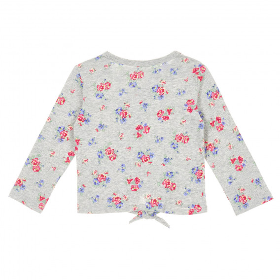 Βαμβακερή μπλούζα με λουλουδάτο τύπωμα, σε γκρι χρώμα Benetton 221046 4