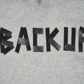 Βαμβακερή μπλούζα με τα γράμματα Backup, γκρι Benetton 221084 2