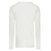 Βαμβακερή μπλούζα στολισμένη με πέτρες, λευκή Benetton 221161 4