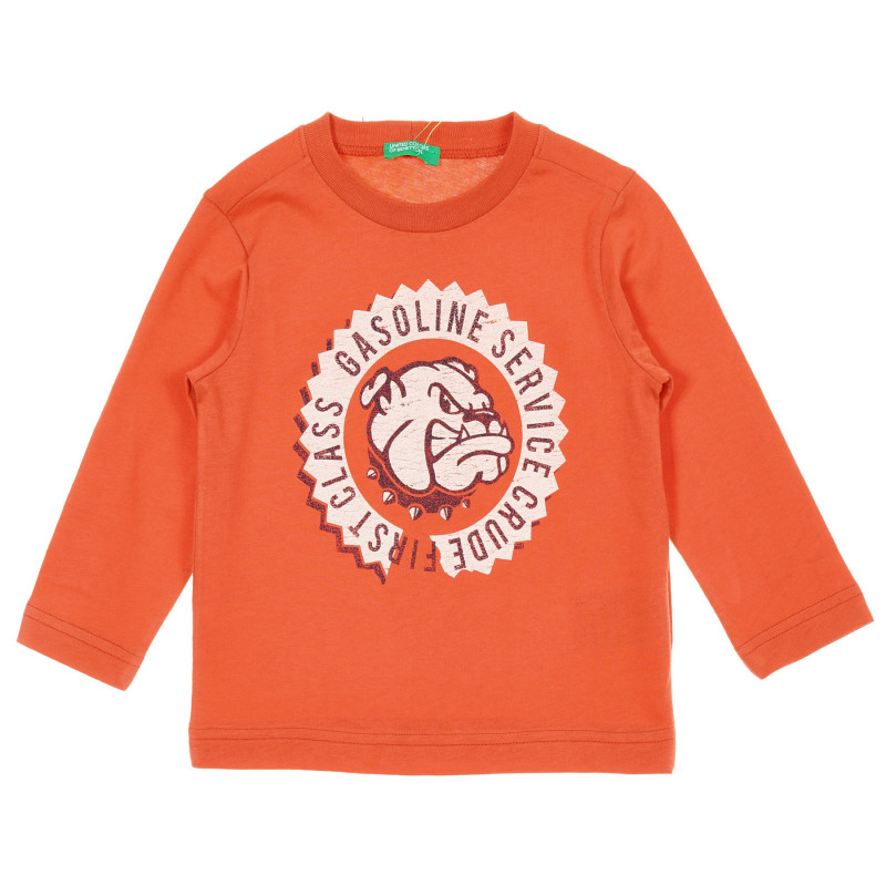 Βαμβακερή μπλούζα με τύπωμα, πορτοκαλί  221171