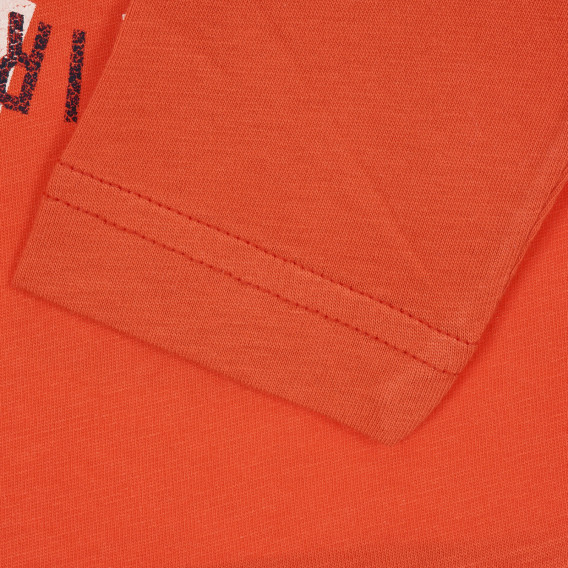 Βαμβακερή μπλούζα με τύπωμα, πορτοκαλί Benetton 221173 3