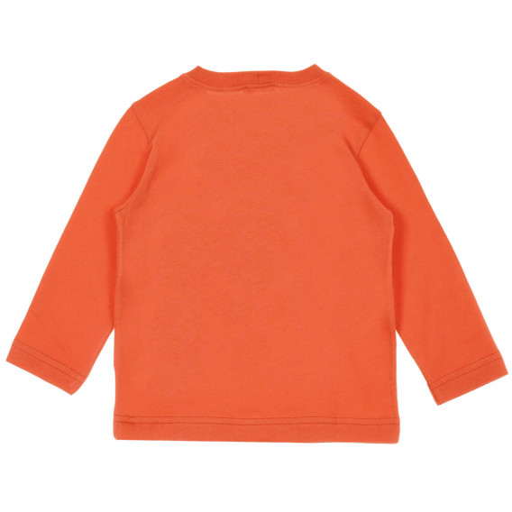 Βαμβακερή μπλούζα με τύπωμα, πορτοκαλί Benetton 221174 4