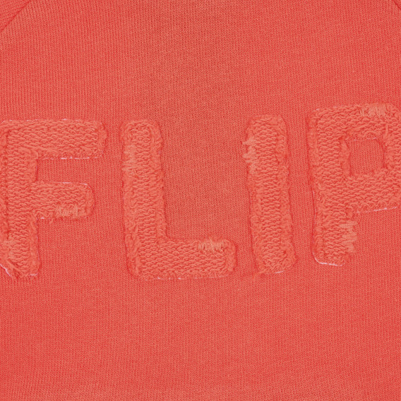 Βαμβακερή μπλούζα με τη λεζάντα FLIP, πορτοκαλί Benetton 221184 2