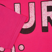 Βαμβακερή μπλούζα με επιγραφή, ροζ Benetton 221201 3