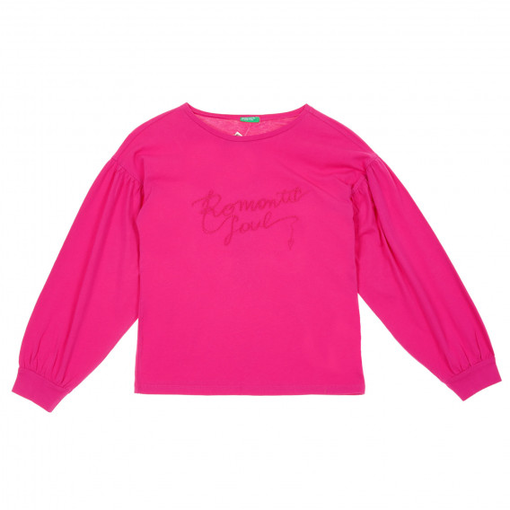 Βαμβακερή μπλούζα με κομμένα μανίκια, ροζ Benetton 221223 
