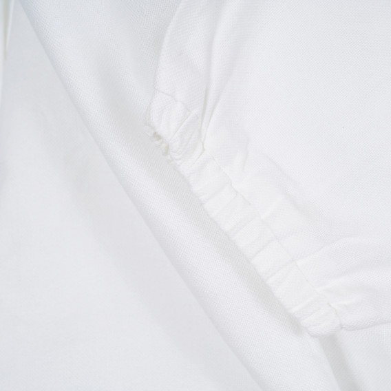 Βαμβακερή μπλούζα με μακριά μανίκια και κουμπιά, λευκή Benetton 221273 3
