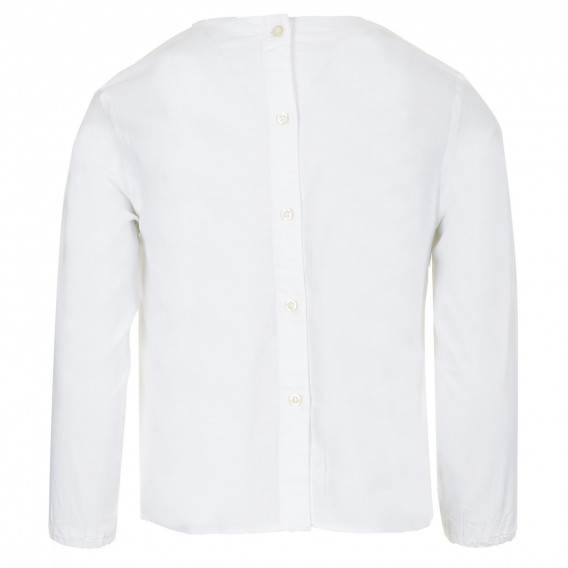 Βαμβακερή μπλούζα με μακριά μανίκια και κουμπιά, λευκή Benetton 221274 4