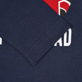 Βαμβακερή μπλούζα με τα γράμματα On the road, σε σκούρο μπλε Benetton 221297 3