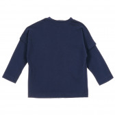 Βαμβακερή μπλούζα με μακριά μανίκια και γραφικό σχέδιο, σκούρο μπλε Benetton 221302 4