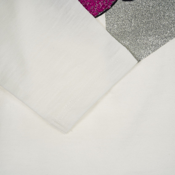 Βαμβακερή μπλούζα με αστέρια από μπροκάρ, λευκή Benetton 221321 3