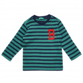 Βαμβακερή μπλούζα με μακριά μανίκια με μπλε και πράσινες ρίγες Benetton 221323 5