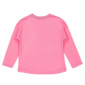 Βαμβακερή μπλούζα με τύπωμα με γατάκι, ροζ Benetton 221346 4