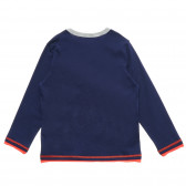 Βαμβακερή μπλούζα με τύπωμα και πορτοκαλί λεπτομέρειες, μπλε Benetton 221360 4