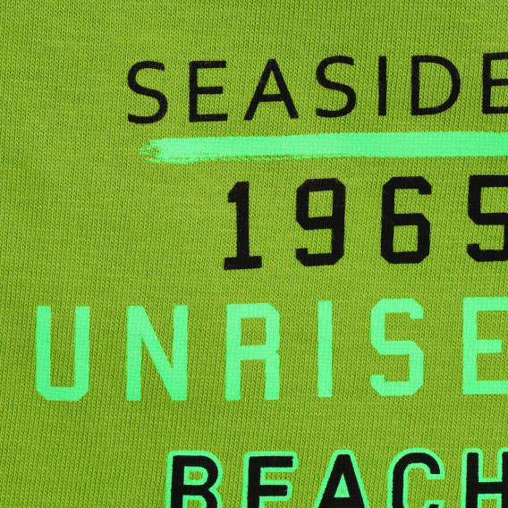 Βαμβακερό σορτς με επιγραφή, πράσινο Benetton 221795 2