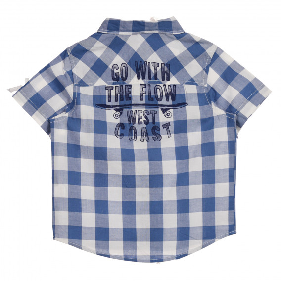 Βαμβακερό καρό πουκάμισο για ένα μωρό σε λευκό και μπλε χρώμα Benetton 221802 3