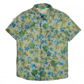 Βαμβακερό πουκάμισο με λουλουδάτο τύπωμα, μπεζ Benetton 221803 