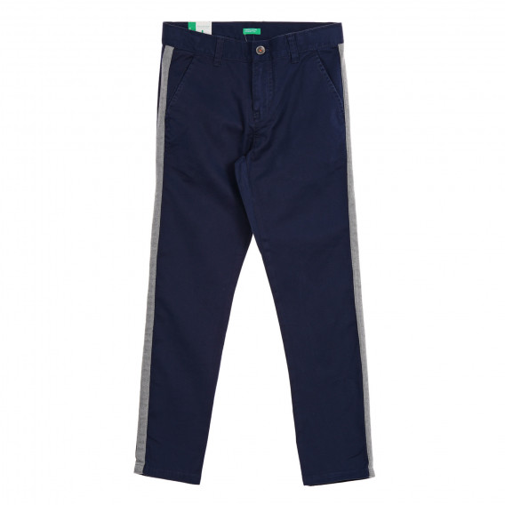 Βαμβακερό παντελόνι με γκρι σκούρο μπλε χρώμα Benetton 221809 