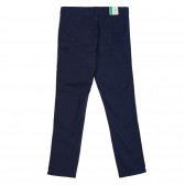 Βαμβακερό παντελόνι με γκρι σκούρο μπλε χρώμα Benetton 221811 3