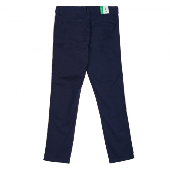 Βαμβακερό παντελόνι με γκρι σκούρο μπλε χρώμα Benetton 221811 3