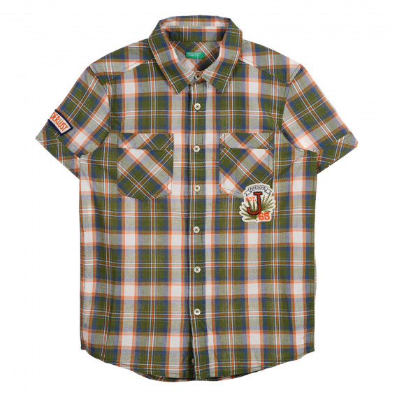 Βαμβακερό καρό πουκάμισο , με σχέδιο Benetton 221833 