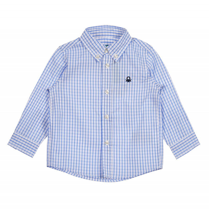 Βαμβακερό καρό πουκάμισο σε λευκό και μπλε χρώμα  221842