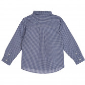 Βαμβακερό καρό πουκάμισο σε λευκό και σκούρο μπλε Benetton 221847 3