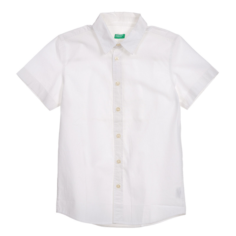 Βαμβακερό πουκάμισο με κοντά μανίκια, λευκό χρώμα  221899