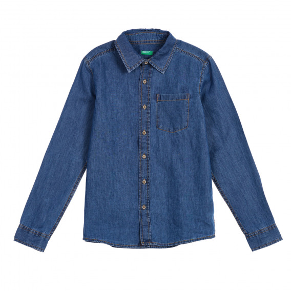 Βαμβακερό τζιν πουκάμισο, μπλε Benetton 221902 