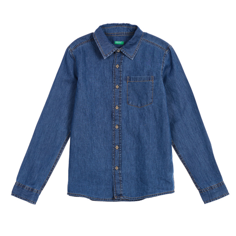 Βαμβακερό τζιν πουκάμισο, μπλε  221902