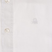 Βαμβακερό πουκάμισο με κεντητό λογότυπο, λευκό Benetton 221906 2