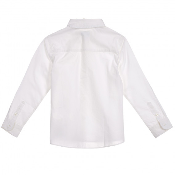 Βαμβακερό πουκάμισο με κεντητό λογότυπο, λευκό Benetton 221907 3